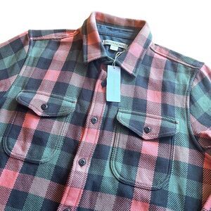 Outerknown Men's NWT Blanket Shirt - Heavyweight Flannel - Pink Check - Medium M